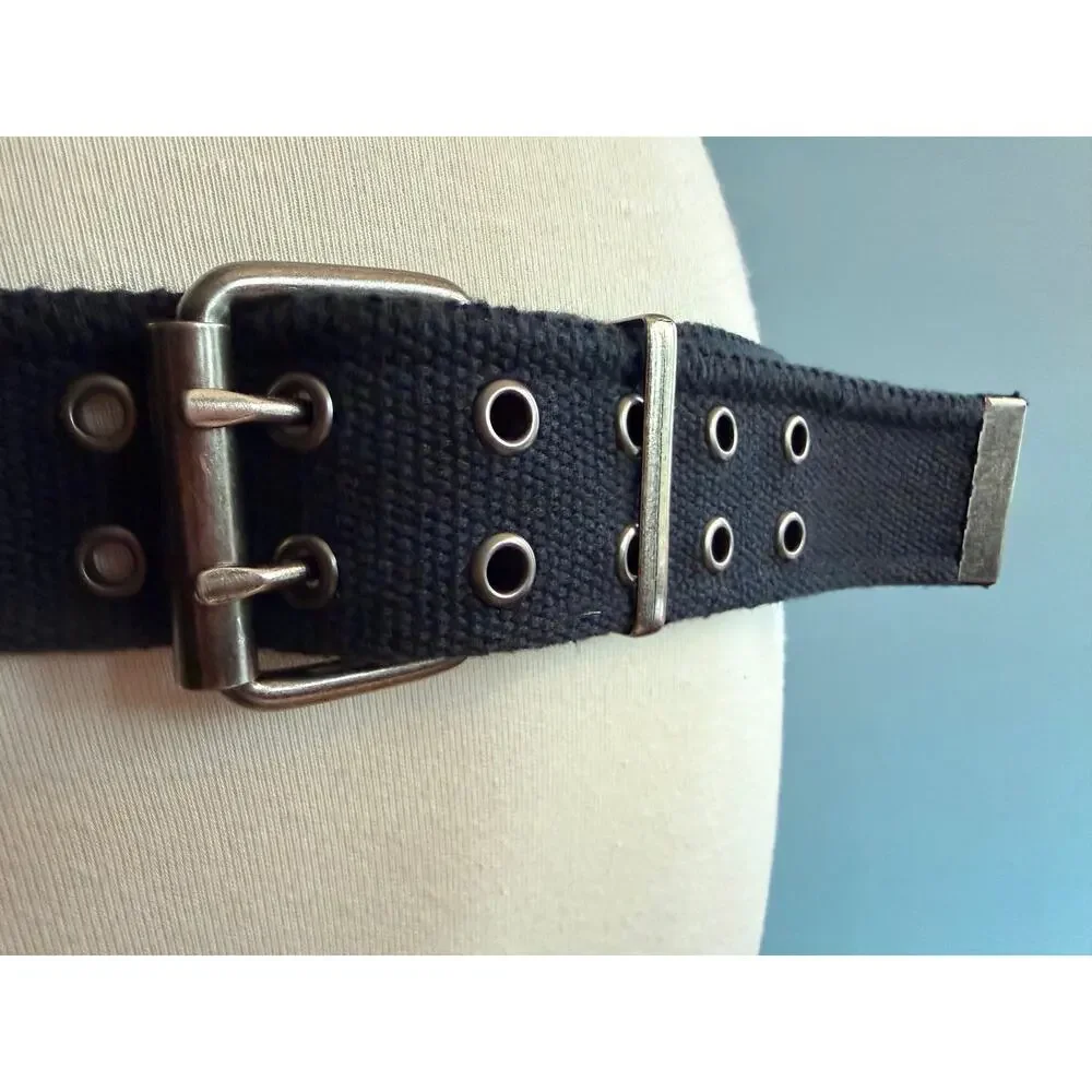 Black Military Style Grommet Belt Womens sz M